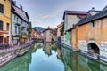 Quai de l'Ile and canal in Annecy old city, France Royalty Free Stock Photo