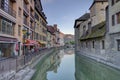 Quai de l`Ile and canal in Annecy old city, France, HDR Royalty Free Stock Photo