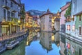 Quai de l'Ile and canal in Annecy old city, France Royalty Free Stock Photo