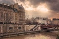 Quai de Montebello at sunset Royalty Free Stock Photo