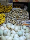 Quail and Duck eggs on Bazar, Market Royalty Free Stock Photo