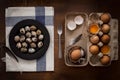 Quail eggs flat lay still life rustic with food stylish