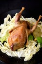 Quail game baked salad basil lemon