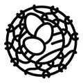 Quail nest eggs icon, outline style