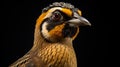 Quail Portrait: Dark Yellow And Light Brown Bird With Spectacles