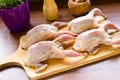 Quails prepared to baking Royalty Free Stock Photo