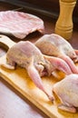 Quails prepared to baking Royalty Free Stock Photo