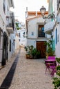 Quaint Cobblestone Alley in Altea, Spain with Charming Details