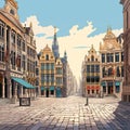 Quaint cobblestone street in Brussels blending ancient charm and modern marvels