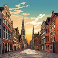Quaint cobblestone street in Brussels blending ancient charm and modern marvels