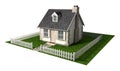 Quaint Cottage House With Garden And Picket Fence Royalty Free Stock Photo