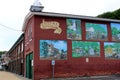 Quaint downtown area with street art on historic buildings, Chittenango, New York, 2018