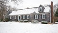 Quaint New England saltbox house in winter Royalty Free Stock Photo