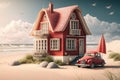 Cute red and white cottage by the beach side