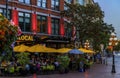 Quaint restaurant on Cambie street with outdoor seating in the Gastown heritage district in Vancouver, Canada Royalty Free Stock Photo