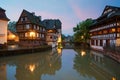 Quaint timbered houses of Petite France in Strasbourg, France. Franch traditional houses at Strasbourg, France Royalty Free Stock Photo