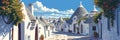 Quaint Trulli Houses in Alberobello: A Charming Illustration for Cultural, Travel, and Architectural Use