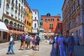 Quaint Venetian square sightseeing tourists Italy