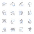 Quaint village line icons collection. Charming, Cozy, Idyllic, Picturesque, Serene, Rustic, Peaceful vector and linear