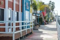 Quaint waterfront promenade At Fisherman`s Village in Marina Del Rey, California