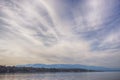 Qualicum beach in Vancouver Island, with the Canadian Rockies in