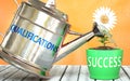 Qualifications helps achieve success - pictured as word Qualifications on a watering can to show that it makes success to grow and