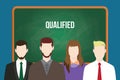 Qualified candidates illustration vector with white text on green board