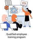 Qualified employee training program. Group business team workshop. Help in professional development