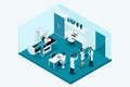 Qualitative Isometry, 3D characters. The concept of X-ray room. Meeting of doctors, a study of the patient on the apparatus