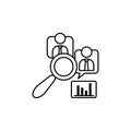 Qualitative research search icon. Element of consumer behavior line icon