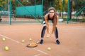 Qualitative warm-up. Warming up your muscles before an intense tennis workout on the court. Preparatory steps for an important Royalty Free Stock Photo