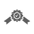 Quality approved, accept sign icon. Gray vector graphics