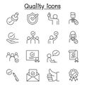 Quality, Approved, Check mark icons set in thin line style Royalty Free Stock Photo