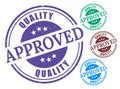 Quality Approved Stamp Vector Set, Grunge Style Verified Label Pack Royalty Free Stock Photo