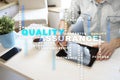 Quality assurance concept on the virtual screen. Business concept. Words cloud. Royalty Free Stock Photo