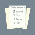 Quality assurance control checkbox on paper.