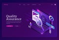 Quality assurance isometric landing, debugging Royalty Free Stock Photo