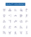 Quality assurance line icons signs set. Design collection of Assurance, Quality, Reliability, Performance, Security