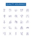 Quality assurance line icons signs set. Design collection of Assurance, Quality, Reliability, Performance, Security