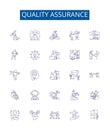 Quality assurance line icons signs set. Design collection of Assurance, Quality, Reliability, Performance, Security