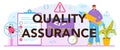 Quality assurance typographic header. Application and website code Royalty Free Stock Photo