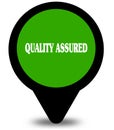 QUALITY ASSURED on green location pointer graphic