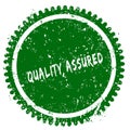 QUALITY ASSURED round grunge green stamp