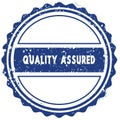 QUALITY ASSURED stamp. sticker. seal. blue round grunge vintage ribbon sign