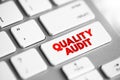 Quality Audit - systematic examination of an organization`s quality management system, text concept button on keyboard