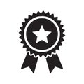 Quality check ribbon icon. Vector product certified or best choice recommended award and warranty star approved certificate