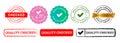 quality checked stamp and seal badge label sticker sign for checkmark confirmed business