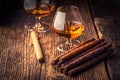quality cigars and cognac Royalty Free Stock Photo