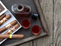 Quality cigars and cognac Royalty Free Stock Photo