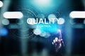 Quality control, assurance, industry standards concept on virtual screen. Royalty Free Stock Photo